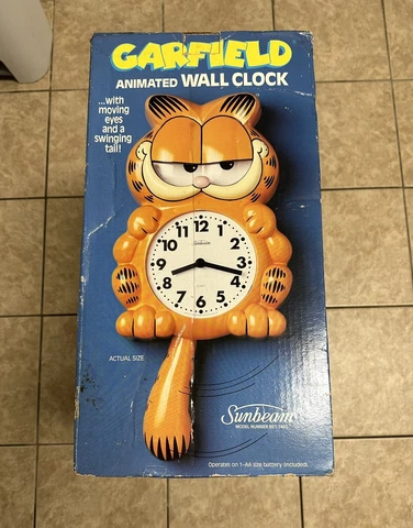Garfield Sunbeam Animated Wall Clock with box 1978-1981 Cover