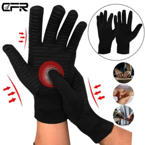 Copper Infused Compression Arthritis Gloves Rheumatoid Pain Relief Hand Support - Picture 1 of 16
