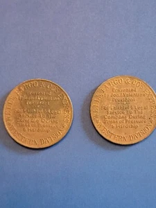 2 Wells Fargo Service Appreciation Medallions From Over the Sea & Ocean to Ocean - Picture 1 of 2