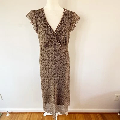 Vintage Womens Y2K Crochet Beaded Sheer Dress Size 12 Woodland Fairy Goblincore - Image 1 of 4
