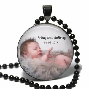 Custom Your Photo Necklace Glass Top Pendant & Chain Personalized Photo Jewelry - Picture 1 of 2