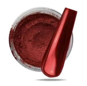 Red Mirror Powder Chrome Pigment Nail Art Christmas Mermaid Gel Polish Varnish - Picture 1 of 8