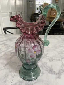 Fenton 1566 FS Vining Garden on Thistle 9" Pitcher 1995 Fenton 90th Anniversary - Picture 1 of 6
