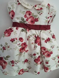 JANIE AND JACK Tartan Rose 100% Silk Tartan Roses Dress Girl Size 3 6 M bloomers - Picture 1 of 8