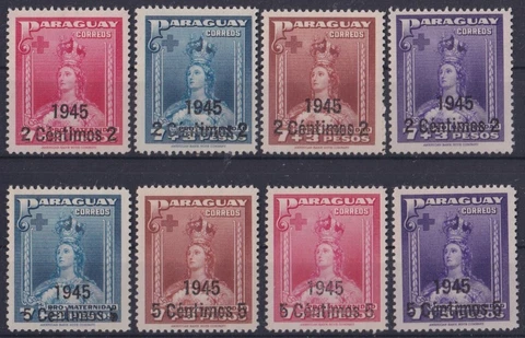 F-EX42200 PARAGUAY OG 1945 VIRGEN OF ASUNCION OVERPRINT 1945 ORIGINAL GUM Cover