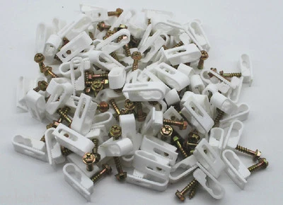 100 NEW CABLETRONIX WHITE DUAL FLEX CLIPS WITH SCREW RG6 WIRE CT-FC2W DUAL CABLE
