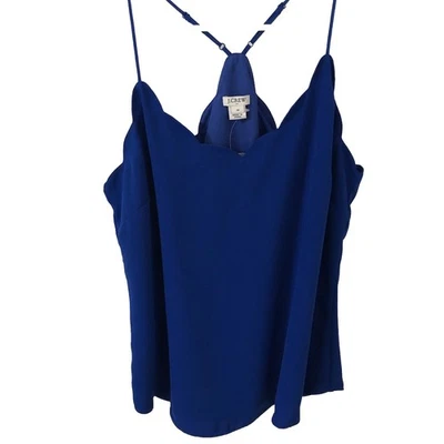 NUEVO CON ETIQUETAS J Crew Blusa 10 Azul Cuello en V Festoneado Correas de Espagueti Sin Mangas Forrado Foto 1 de 4