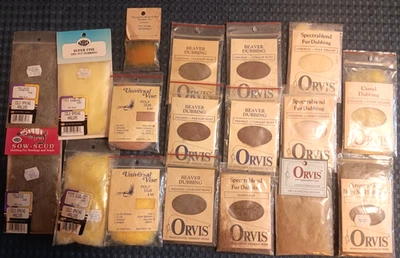 Premium Fly Titing Dobbing-Orvis-Wapsi-18 Nuevos paquetes de stock antiguo-asstd. colores. ¡Sin precio base! Foto 1 de 3