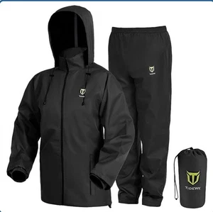 Traje de Lluvia TIDEWE Hombre (2 Piezas) Impermeable, Transpirable, Ligero. Negro. Pequeño. - Imagen 1 de 12