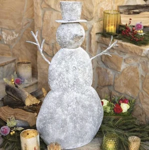 JOLLIEST SNOWMAN METAL SCULPTURE CHRISTMAS DECORATIONS HAND MADE 40” TALL - Foto 1 di 7