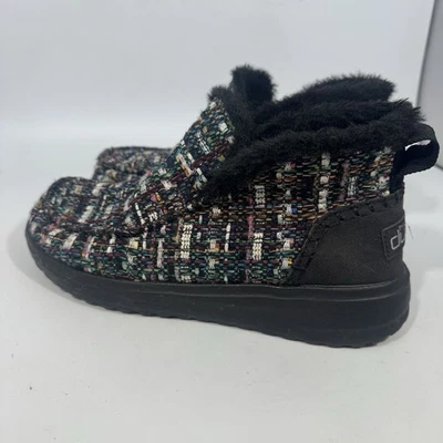 Hey Dude Womens 8 Denny Confetti Black Shoe Boot Faux Fur Lined - Image 1 of 4