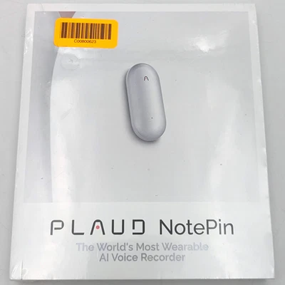PLAUD PN0200 NotePin AI Voice/Audio Recorder 64GB | Lunar Silver | NP-64G-SI-1 - Image 1 of 3
