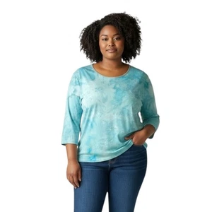 Christopher & Banks Large Top Handmade Tie Dye 3/4 Sleeve Cotton Blue Boho 434 - Picture 1 of 9