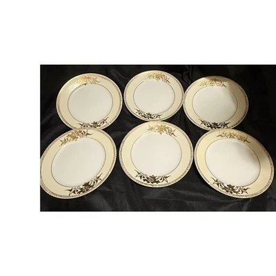 Vintage 1918 Noritake N1732 Hand Painted Gold Bird Salad Plates - Set of 6 - Image 1 of 4