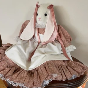 Vestido De Colección Años 90 Hecho a Mano Muselina Orejas Largas Country Bunny Conejo Florers  - Imagen 1 de 9