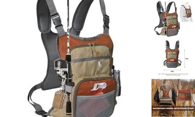 Pack Pecho Pesca con Mosca, Mochila de Pesca Ligera, Pesca Naranja y Gris Foto 1 de 4