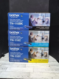 Brother Toner Black TN-110BK, Cyan TN-110C, Yellow TN-110Y Set NEW OPEN BOXES - Picture 1 of 4