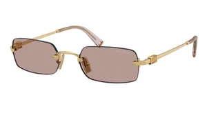 Miu Miu Logo MU B50S 5AK20I eckige Sonnenbrille mit goldfarbenen/rosa braunen Gläsern - Bild 1 von 6