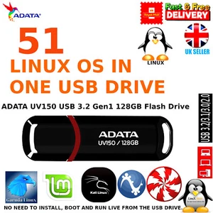51 Linux OS en 128 Go haute vitesse 3,2 Gen1 clé USB, en cours d'exécution ou d'installation en direct - Photo 1/24