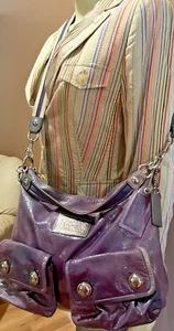 Coach Poppy 14567 Pink, Purple & Blue Ombre Patent Swing Hobo Purse - Picture 1 of 9