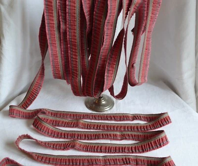 Ancien galon en lin volanté tissé  XIXème passementerie old braid woven linen - Photo 1/4