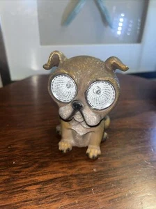 Solar-Powered Cement Dog Figurine - Picture 1 of 1