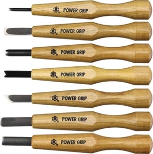 Mikihisa Power Grip 7pc Chisel Set Flat Chisel Gouge Parting Tool Skew Chisel - Picture 1 of 4