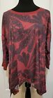 LuLaRoe Cozy Kate 3/4 Sleeve Shirt Size 2X 2XL Beautiful Red Paisley Print NWT