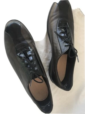 Pre-owed Munro Women's 9.5 Black  Brown Leather Lace-Up Sport Sneaker Shoes - Image 1 of 4