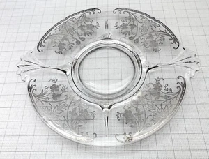 VINTAGE: Plato de servir de vidrio - 11,5" - plateado (?) decoración - muy bonito - Imagen 1 de 4