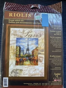 Paris - Eiffel Tower - Riolis Cross Stitch KIT - Anchor Floss - NEW in package - Picture 1 of 4