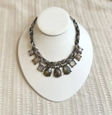"Hermoso collar de piedras preciosas trenzadas únicas Ann Taylor Loft 18""" Foto 1 de 4
