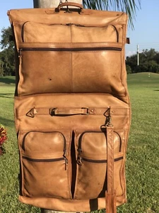 ULTRA RARE XXXL 1970's COLOMBIAN TUMI ALPHA NAPA LEATHER VINTAGE GARMENT BAG - Picture 1 of 12