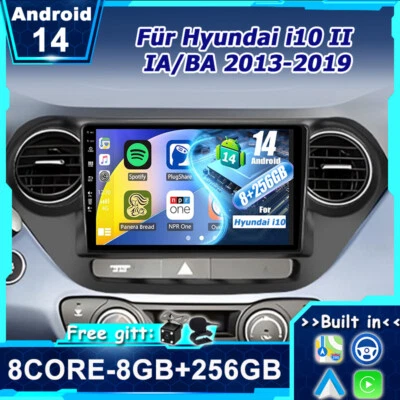 Android 14 Für Hyundai i10 II IA/BA 2013-19 Autoradio CarPlay Navi GPS DAB 256GB - Bild 1 von 4