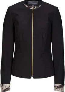 Neu Rundhals-Blazer mit modischem Ärmelaufschlag Gr 38 Schwarz Damenblazer Sakko - Bild 1 von 1