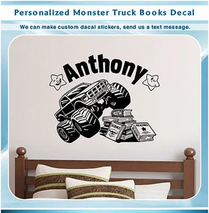 Individueller Name Monstertruck Buch lesen Stern Wand Vinyl Dekor Kunst Aufkleber Abziehbild 096 - Bild 1 von 3