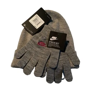 Nike Girls Futura Foldover Beanie & Gloves 2-Piece Set 8/20 Volt Heather Gray - Picture 1 of 10