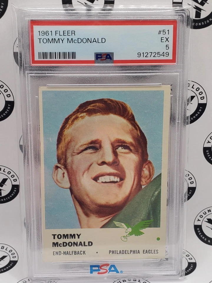 1961 Fleer #51 Tommy McDonald PSA 5 Philadelphia Eagles HOF - Image 1 of 2