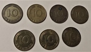 Deutschland 10 Pfennig sieben (7) Münzen 1950, 78, 81, 82, 85 (2 EA) 87 - Bild 1 von 2