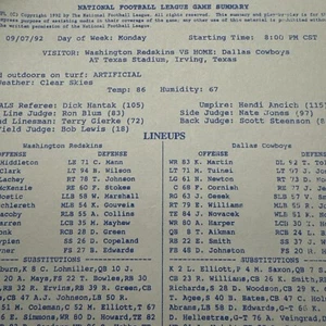 1992 Cowboys vs Redskins Game Recap – Sept 7 NFL Season Opener Summary – Dallas - Picture 1 of 6