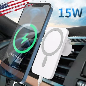 15W Car Air Vent Phone Holder Mount Magnetic Wireless Car Charger for iPhone 14 - Picture 1 of 10