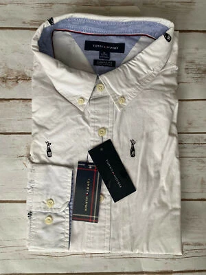 CAMISA TOMMY HILFIGER CLASSIC FIT BORDADA BOTELLAS CHAMPÁN BLANCA PARA HOMBRE XL NUEVA Foto 1 de 4