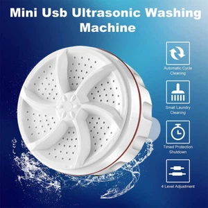 Portable Mini Washing Machine Ultrasonic Turbine Laundry Washer for Travel Home - Picture 1 of 19
