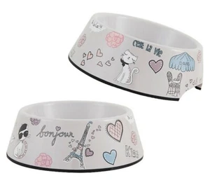 Whisker City Bon Jour Paris Melamine Cat Bowl - (1) 12 oz Food Dish No Slip Grip - Picture 1 of 1