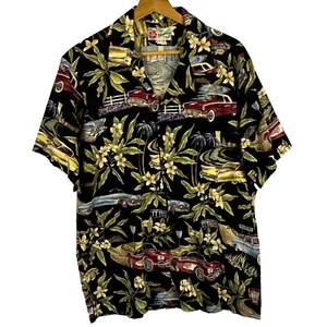 Camicia hawaiana vintage Hilo Hattie uomo con bottoni taglia L manica corta Aloha Tropical USA - Foto 1 di 7