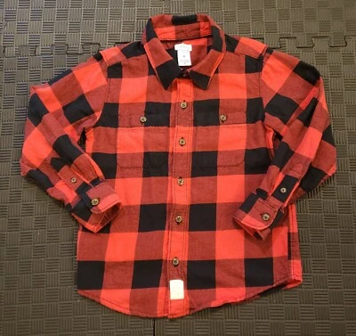 Boy's Red Plaid Flannel Long Sleeve Shirt Size 6 - Image 1 of 4