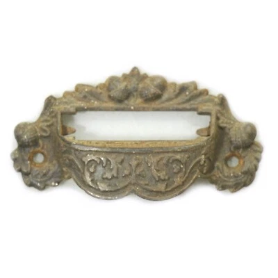 Victorian 4.5 in. Iron Apothecary Drawer Bin Pull with Slot - Image 1 of 4