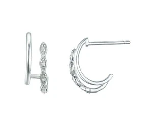 Boston Bay Diamonds Huggie Hoop Earrings for Women in 14K Yellow Gold or... - Picture 1 of 6