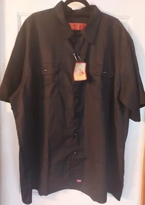 NWT - Red Kap Button Down Shirt Mens Size 4XL Black Short Sleeve Work Uniform - Picture 1 of 4