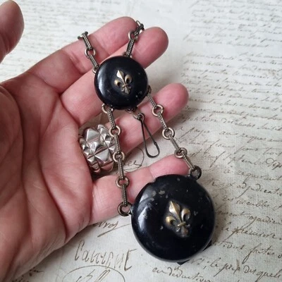 CHATELAINE Ancienne XIXè Fleurs De Lys Porte Montre 19thC - Photo 1/4